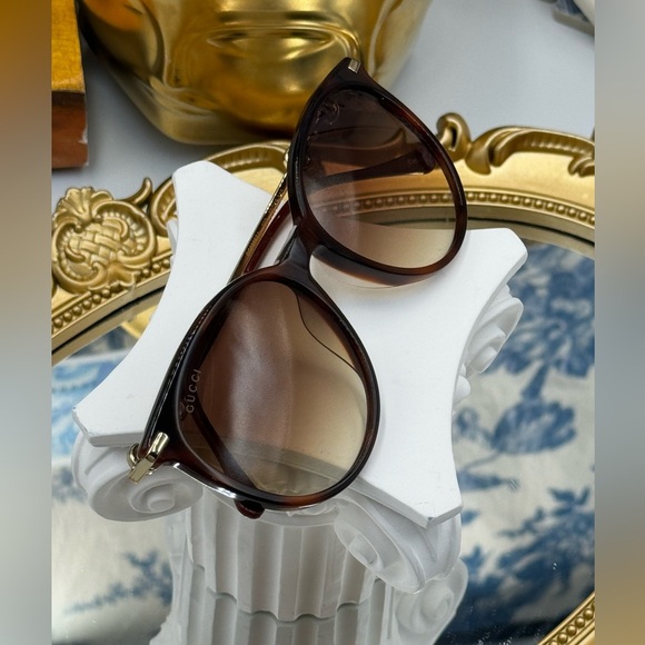 🆕 GUCCI 🧿 NWOT GG0885SA002 Acetate Cat Eye Horsebit Sunglasses, Brown Gradient - Picture 14 of 15